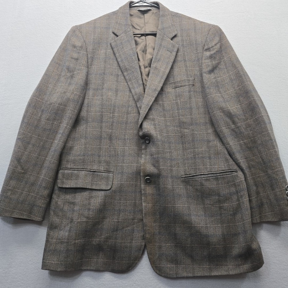 Joseph & Feiss Lambswool Blazer Mens 44L Windowpane Plaid‎ Sportcoat Glenn Plaid